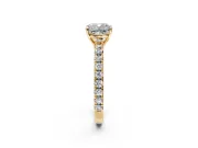 Solitaire Engagement Ring Setting for Cushion Cut Center with Large Accent Band and Prong Head in Yellow Gold