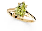 Solitaire Engagement Ring Setting for Fancy Yellow Pear-Shaped Center with Cathedral Band and Prong Head in Yellow Gold