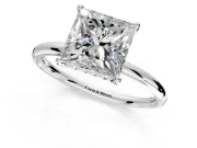 Solitaire Engagement Ring Setting for Princess Cut Center with Plain Band, Open Basket and Prong Head in Platinum