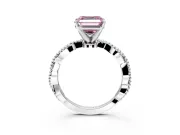 Solitaire Engagement Ring Setting for Fancy Pink Asscher Cut Center with Twist Band and Bead Prong Head in Platinum