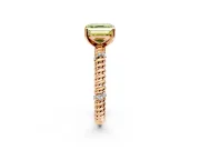 Rope Engagement Ring Setting for Fancy Yellow Asscher Cut Center with Accent Shoulders and Prong Head in Rose Gold