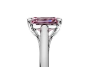 Solitaire Engagement Ring Setting for Fancy Pink Emerald Cut Center with Cathedral Band and Prong Head in White Gold