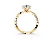 Side Accent Engagement Ring Setting for Round Cut Center with Accent Shoulders and Prong Head in Yellow Gold
