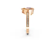 Halo Engagement Ring Setting for Fancy Pink Heart-Shaped Center with Milgrain Halo, Pave Band and Prong Head in Rose Gold