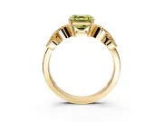 Leaf Engagement Ring Setting for Fancy Yellow Asscher Cut Center with Milgrain Accent Band and Prong Head in Yellow Gold