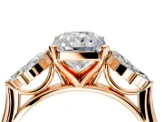 Floral Cluster Engagement Ring Setting for Radiant Cut Center with Marquise Accents and Prong Head in Rose Gold