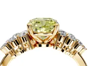 Cluster Engagement Ring Setting for Fancy Yellow Cushion Cut Center with 2-Row Shoulder Clusters and Prong Head in Yellow Gold