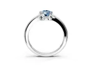 Floral Frame Engagement Ring Setting for Fancy Blue Pear-Shaped Center with Accent Clusters and Prong Head in Platinum