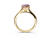 Solitaire Engagement Ring Setting for Fancy Pink Heart-Shaped Center with Narrow Cathedral Band and Prong Head in Yellow Gold