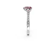 Solitaire Engagement Ring Setting for Fancy Pink Heart-Shaped Center with Round Cut Pave Band and Prong Head in Sterling Silver