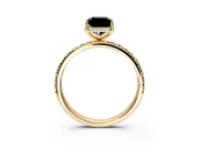 Hidden Halo Engagement Ring Setting for Fancy Black Radiant Cut Center with Pave Band and Prong Head in Yellow Gold