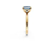 Low-Set Solitaire Engagement Ring Setting for Fancy Blue Asscher Cut Center with Thin Plain Band and Prong Head in Yellow Gold
