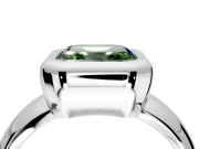 Solitaire Engagement Ring Setting for Fancy Green Asscher Cut Center with Wide Band and Bezel Head in White Gold