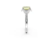 Floral Engagement Ring Setting for Fancy Yellow Asscher Cut Center with Four Accent Clusters and Prong Head in Platinum