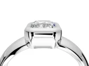 Solitaire Engagement Ring Setting for Emerald Cut Center with Wide Band and Bezel Head in Sterling Silver