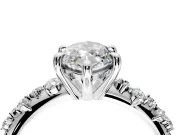 Solitaire Engagement Ring Setting for Marquise Center with Trailing Leaf Accent Band and Prong Head in Sterling Silver