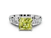 Solitaire Engagement Ring Setting for Fancy Yellow Princess Cut Center with Graduated Shared Prongs and Prong Head in Sterling Silver