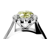 Halo Engagement Ring Setting for Fancy Yellow Oval Center with Square Band and Prong Head in Sterling Silver