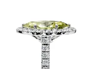 Halo Engagement Ring Setting for Fancy Yellow Marquise Center with Raised Halo, Pave Band and Prong Head in White Gold