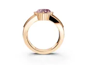 Halo Engagement Ring Setting for Fancy Pink Heart-Shaped Center with Wide Band, Inlaid Accent Row and Prong Head in Rose Gold