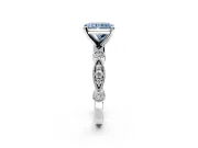 Solitaire Engagement Ring Setting for Fancy Blue Radiant Cut Center with Milgrain Bezel Accents and Prong Head in Sterling Silver