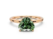Hidden Halo Engagement Ring Setting for Fancy Green Heart-Shaped Center with Thin Rounded Band and Prong Head in Rose Gold