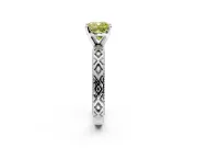 Solitaire Engagement Ring Setting for Fancy Yellow Cushion Cut Center with Milgrain X Pattern Band and Prong Head in Platinum