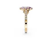 Solitaire Engagement Ring Setting for Fancy Pink Marquise Center with Crossover Accents and Prong Head in Yellow Gold