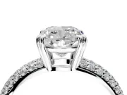 Solitaire Engagement Ring Setting for Cushion Cut Center with Multi-Row Pave Accents and Basket Head in Platinum