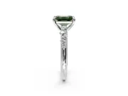 Solitaire Engagement Ring Setting for Fancy Green Emerald Cut Center with Trailing Leaf Accent Band and Prong Head in Platinum