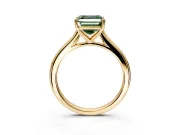 Solitaire Engagement Ring Setting for Fancy Green Asscher Cut Center with Narrow Cathedral Band and Prong Head in Yellow Gold