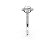 Halo Engagement Ring Setting for Princess Cut Center with Single-Row Pave, Open Basket and Prong Head in Sterling Silver