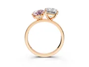 Fancy Pink Oval and Emerald Cut Lab-Grown Diamond Toi et Moi Engagement Ring with Prong-Set Stones in Rose Gold