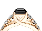 Solitaire Engagement Ring Setting for Fancy Black Radiant Cut Center with Graduated Shared Prongs and Prong Head in Rose Gold