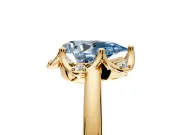 Floral Frame Engagement Ring Setting for Fancy Blue Pear-Shaped Center with Accent Clusters and Prong Head in Yellow Gold