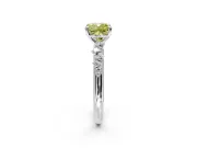 Cluster Engagement Ring Setting for Fancy Yellow Cushion Cut Center with Round Cut Accent Band and Prong Head in White Gold