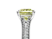 Solitaire Engagement Ring Setting for Fancy Yellow Princess Cut Center with Pave Rail Split Shank and Prong Head in Sterling Silver
