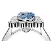 Cluster Halo Engagement Ring Setting for Fancy Blue Cushion Cut Center with Milgrain Bezel Accents and Prong Head in Platinum