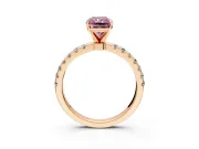 Open Basket Engagement Ring Setting for Fancy Pink Radiant Cut Center with Pave Band and Prong Head in Rose Gold