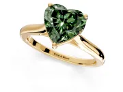 Solitaire Engagement Ring Setting for Fancy Green Heart-Shaped Center with Narrow Cathedral Band and Prong Head in Yellow Gold