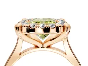 Single Halo Engagement Ring Setting for Fancy Yellow Cushion Cut Center with Corner Claws, Plain Band and Prong Head in Rose Gold