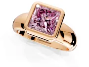 Solitaire Engagement Ring Setting for Fancy Pink Princess Cut Center with Wide Band and Bezel Head in Rose Gold