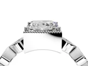 Vintage Station Engagement Ring Setting for Princess Cut Center with Accents and Prong Head in White Gold