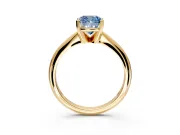 Solitaire Engagement Ring Setting for Fancy Blue Cushion Cut Center with Knife Ridge Band and Claw Prong Head in Yellow Gold