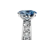 Solitaire Engagement Ring Setting for Fancy Blue Oval Center with Channel-Set Accents and Prong Head in Sterling Silver