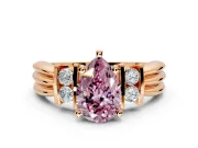 Solitaire Engagement Ring Setting for Fancy Pink Pear-Shaped Center with Grooved Bar Accent Band and Prong Head in Rose Gold