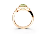 Cluster Engagement Ring Setting for Fancy Yellow Princess Cut Center with Milgrain Shoulder Clusters and Prong Head in Rose Gold