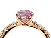 Cluster Engagement Ring Setting for Fancy Pink Cushion Cut Center with Round Cut Accent Band and Prong Head in Rose Gold