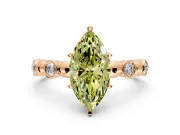 Solitaire Engagement Ring Setting for Fancy Yellow Marquise Center with Beaded Bezel Station Band and Prong Head in Rose Gold