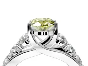 Solitaire Engagement Ring Setting for Fancy Yellow Oval Center with Graduated Shared Prongs and Prong Head in Platinum
